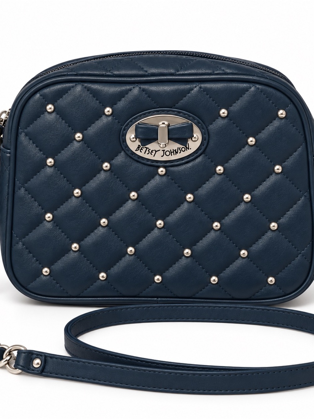 Betsey Johnson Vintage Navy Blue Quilted mini bag with chain strap